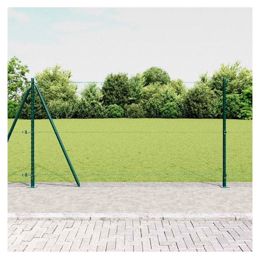Zaunpfosten Grün 50 x 1,2 m (25 mm Maschen) Stahl und PVC für Gartenzaun, Hundezaun, Weidezaun und Hühnerzaun
