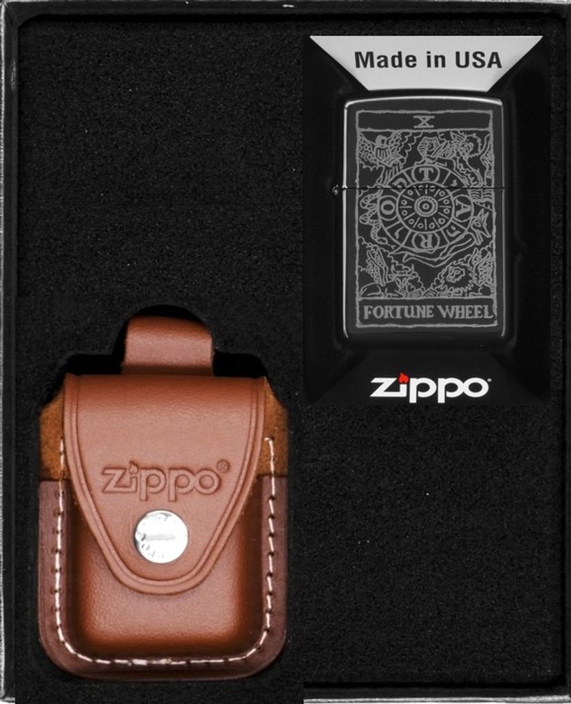 ZIPPO Feuerzeug-Set WHEEL OF FORTUNE DESIGBN Geschenk No2