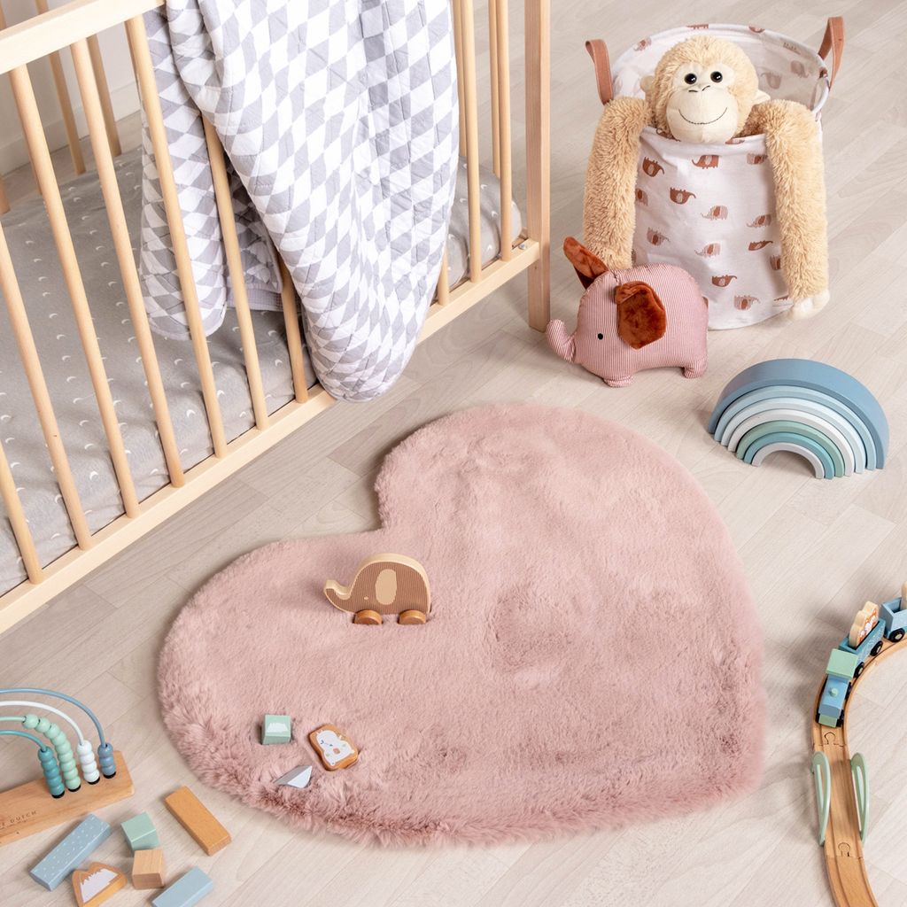 Volero - Kinderteppich - Huggy Herz Rosa - 70x80 cm - Kinderzimmer, Babyzimmer - Modern