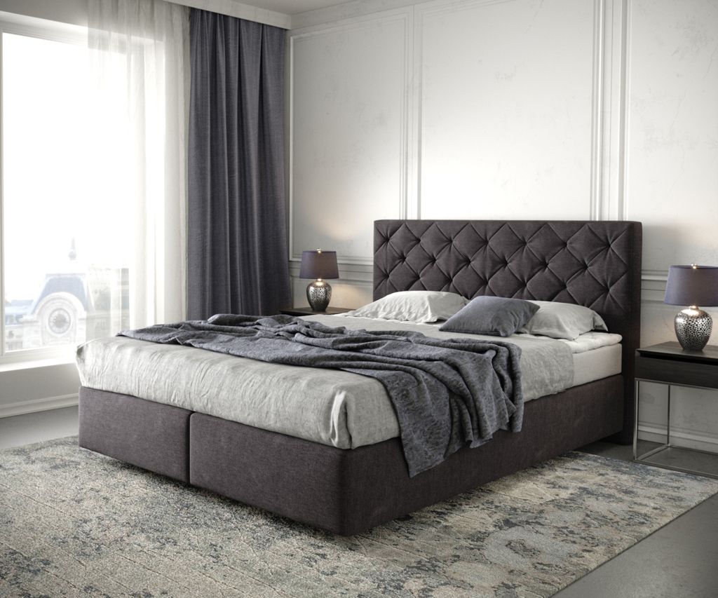 DELIFE Boxspringbett Dream-Great 160x200 cm Mikrofaser Schwarz mit Matratze und Topper