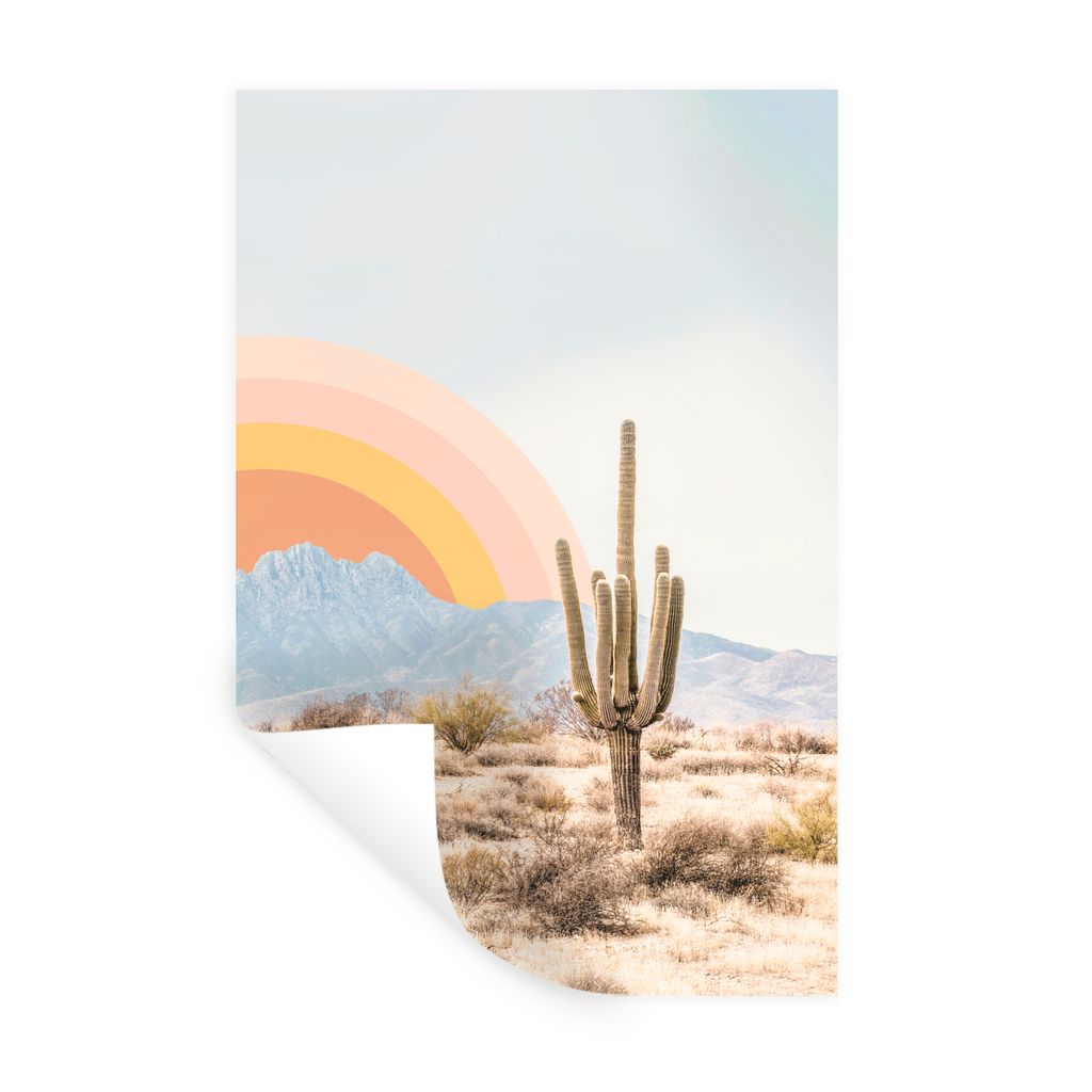 MuchoWow Wandtattoo Wandsticker Wandaufkleber Kakteen - Pflanzen - Natur - Sonne 20x30 cm Selbstklebend und Repositionierbar - Sticker - Dekorfolie