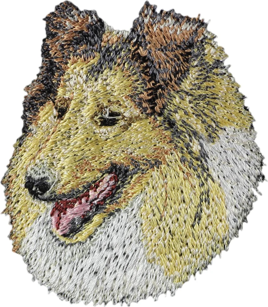 Toppa Collie a Pelo Ruvido Ricamata - Decorazione Art-Dog per Zaino