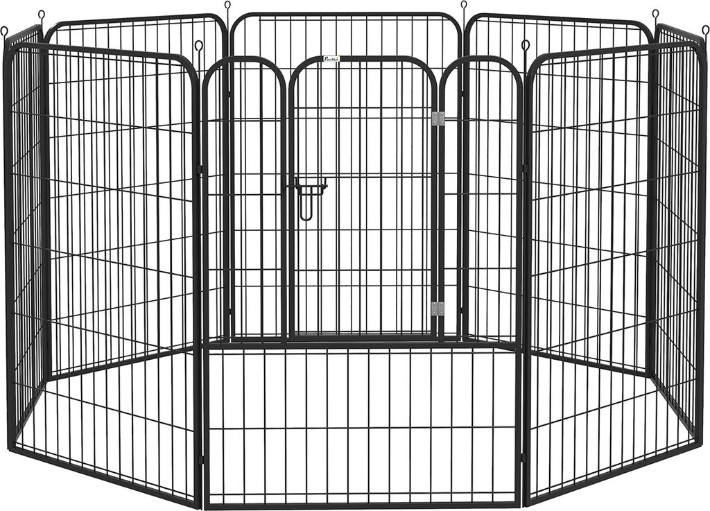 PawHut Welpenauslauf Freigehege Laufstall für Haustier Laufgitter Laufstall Hundegehege individuell gestaltbare Form mit Tür Metall 80 x 100 cm S...