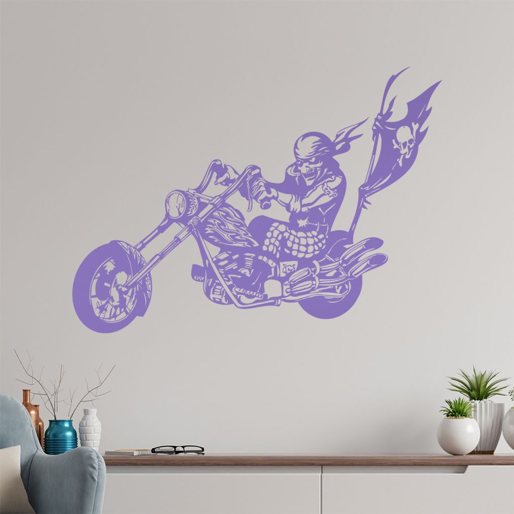 Biker Flag Wandtattoo in 6 Größen - Wandaufkleber Wall Sticker - Dekoration, Küche, Wohnzimmer, Schlafzimmer, Badezimmer