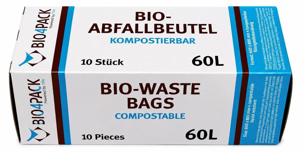 -Abfallbeutel, 100% kompostierbar, 60 Liter, 600 x 800 mm, Produktbild 