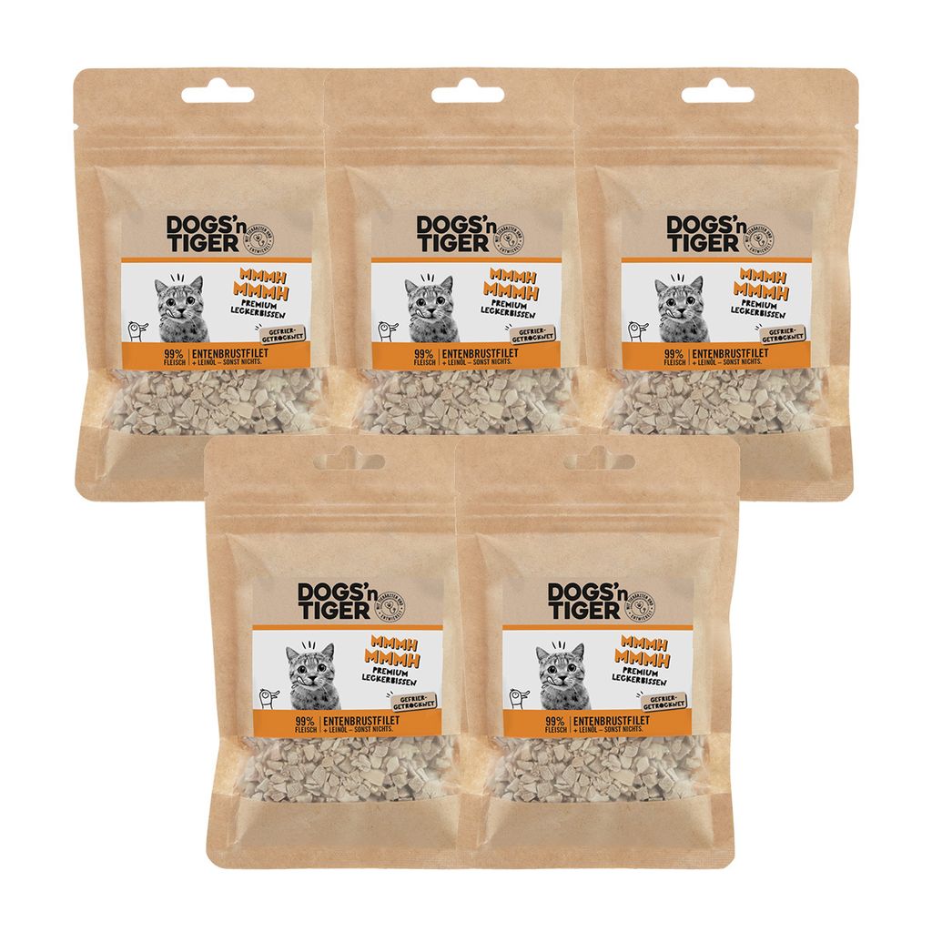 Dogs'n Tiger Adult Katzen Snacks Mmmh Mmmh Huhn, 99% Gefriergetrocknetes Filet In Zerhackten Würfeln– Ohne Zucker, Getreide & Künstliche Aromen, 14x