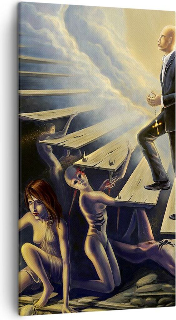 Bild auf Leinwand - Leinwandbild - Abstraktion schwarze Wolke Dunkelheit - 45x80cm - Wand Bild - Wanddeko - Leinwanddruck - Bilder - Kunstdruck - L...