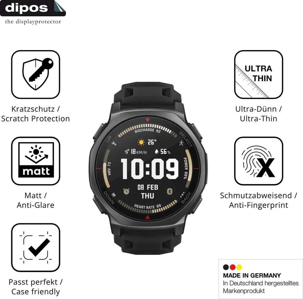 6x Pellicola Antiriflesso Amazfit T-Rex 3 Pro 44mm Protezione dipos
