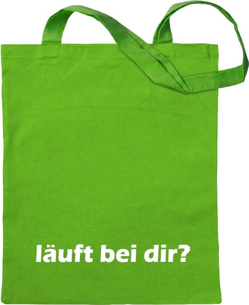 Kiwistar - Baumwolltasche - hellgrün - Läuft bei dir? Design 1 - Tragetasche Stoffbeutel Umhängetasche Langer Henkel