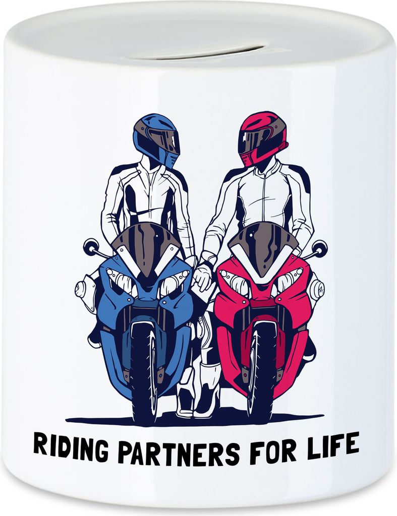 Riding Partners For Life Spardose Motorrad Motiv Motorradfahrer Moped Motorradfahrerin Motorradtour Bike Pärchen