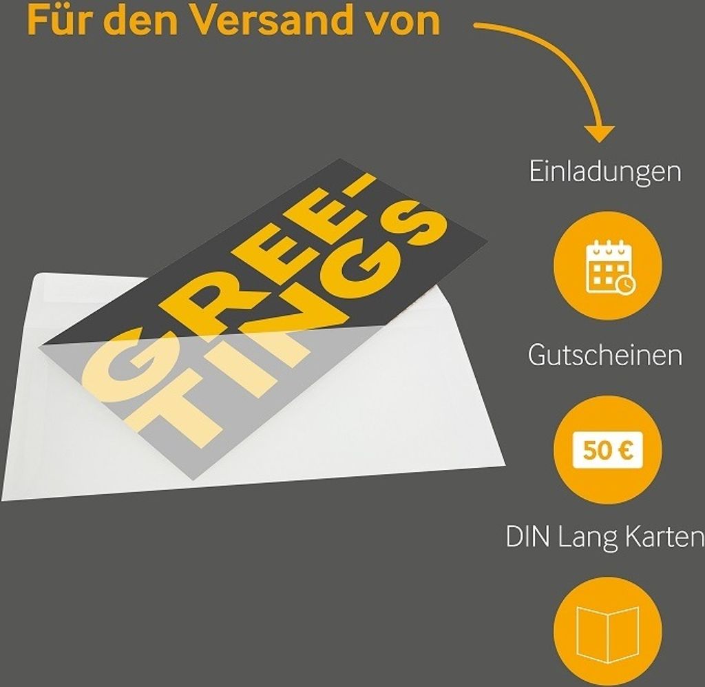 100 Transparente Briefumschläge Weiß 110x220 mm ( DIN Lang) Produktbild 3
