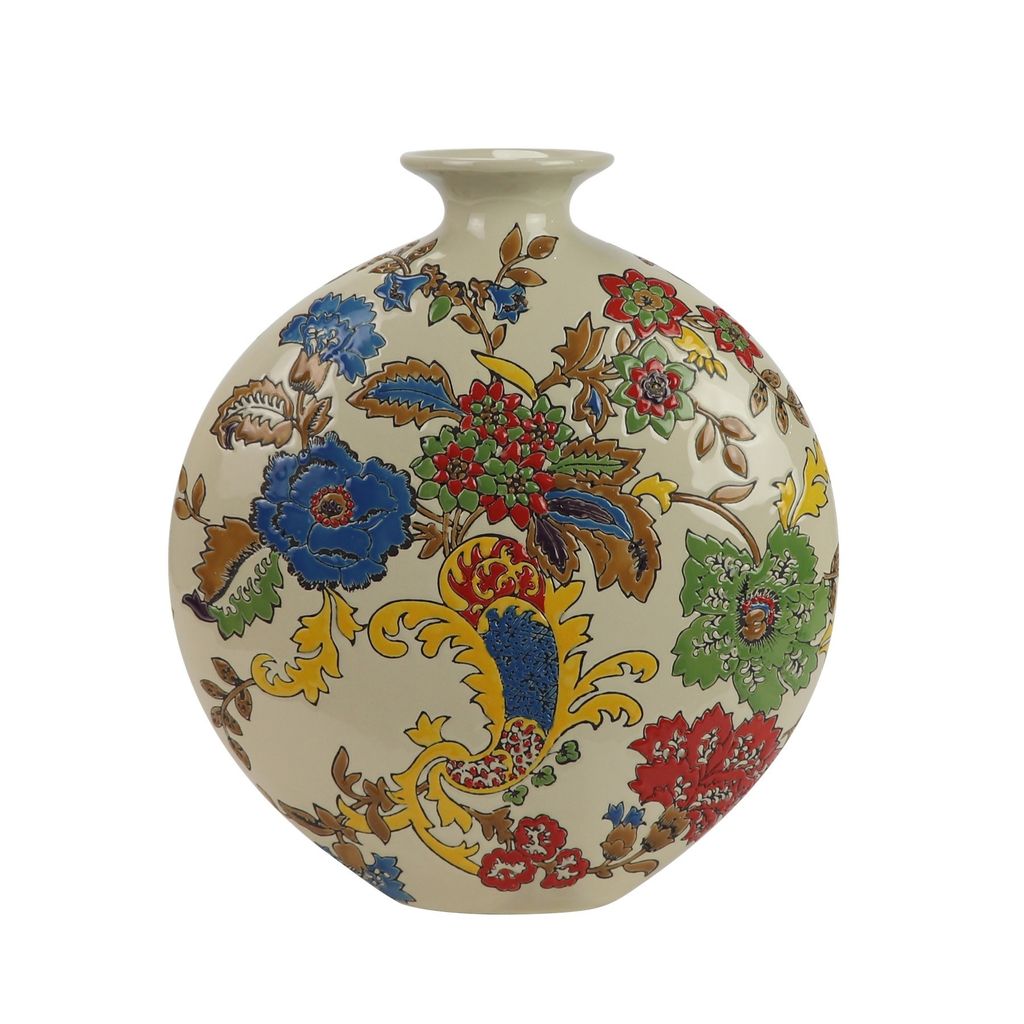 Fine Asianliving Chinesische Vase Porzellan Weiß Blumen Handgemalt B32xT12xH34cm Dekorative Vase Blumenvase Orientalische Keramik Vase Dekoration ...