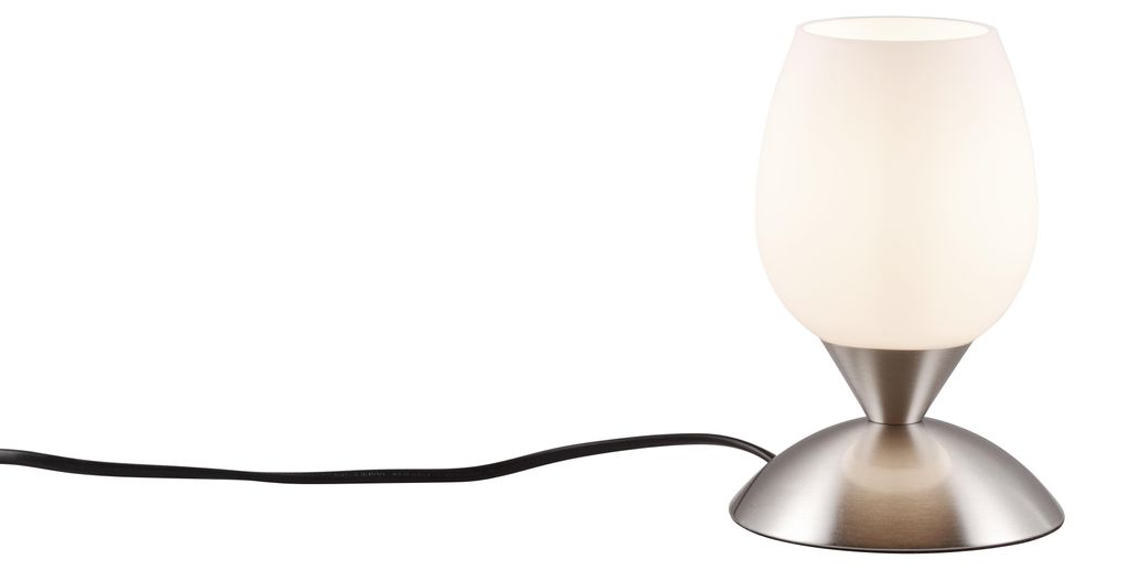 Stolná lampa - V 18 cm - farba matný nikel - biela - kov - Obrázok produktu 