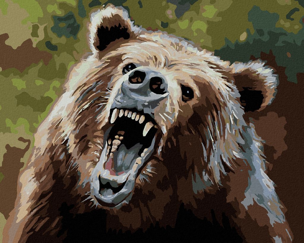 Zuty - Malen nach Zahlen - BÄR MIT OFFENEM MAUL (D. RUSTY RUST), 40x50 cm, ohne Keilrahmen