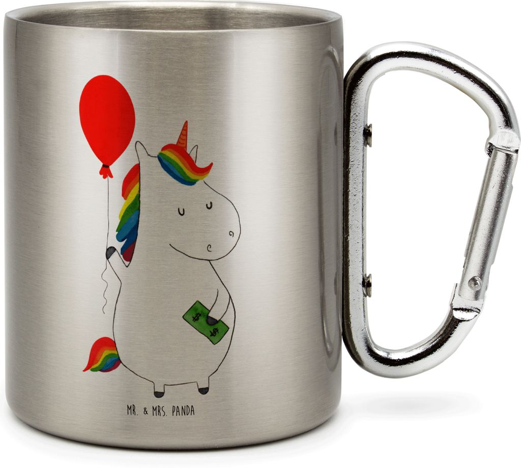 Mr. & Mrs. Panda Thermobecher Einhorn Luftballon - Transparent - Geschenk, Freundin, Unicorn, Einhörner, Edelstahl Trinkbecher, Teetasse, Edelstah...