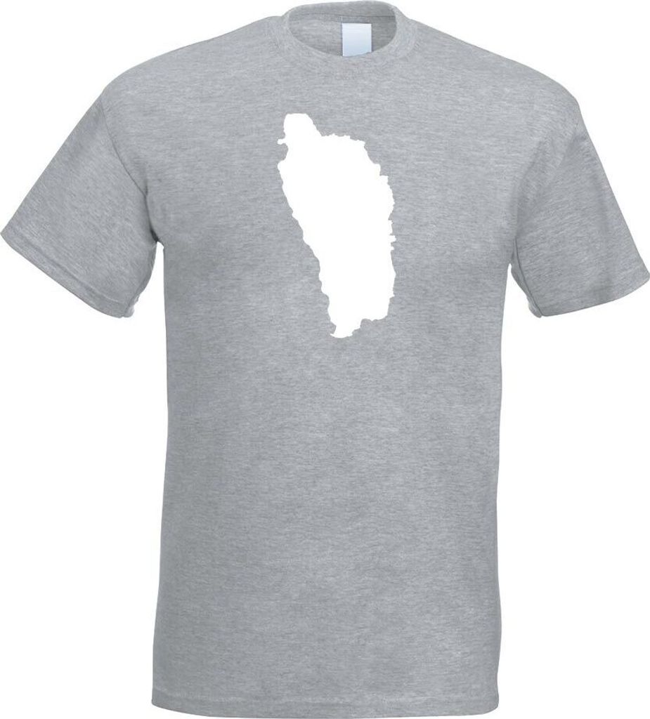 Kiwistar - T-Shirt - Graumeliert - Dominica Umriss Kontur Herren Funshirt Bedruckt Design Sprüche Spruch Motive - mit Motiv Bedruckt - Funshirt De...