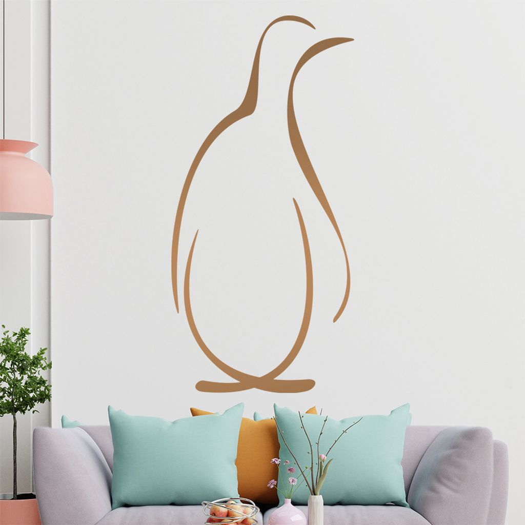 Pinguin Linien Wandtattoo in 6 Größen - Wandaufkleber Wall Sticker - Dekoration, Küche, Wohnzimmer, Schlafzimmer, Badezimmer
