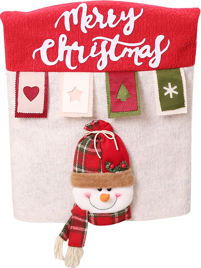 Weihnachtsstuhl Cover Hirsch Schneemann Santa Claus Puppe Schöne Schutzstuhl Slipcover Weihnachtsdekoration-Schneemann
