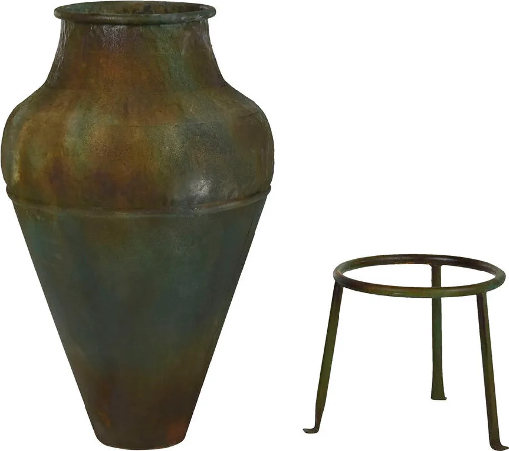 Vase Home ESPRIT vert métal 49x49x91 cm - Grand vase design industriel