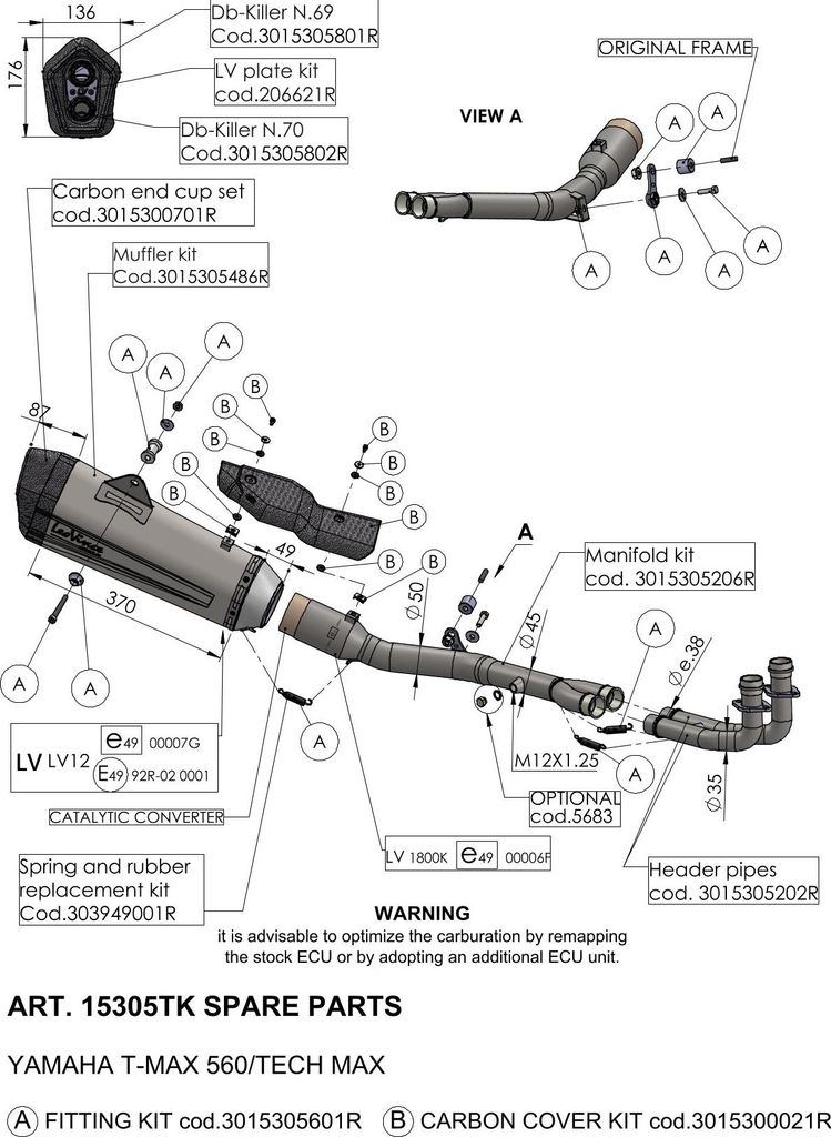 DB-Killer LeoVince Auspuff-Ersatzteil Auspuffschalldämpfer 70 für LV-12
