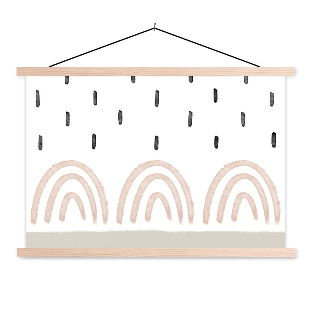 MuchoWow Textilposter Regenbogen - Pastell - Regen 60x40 cm mit holzfarbenen Rahmen - Bilder