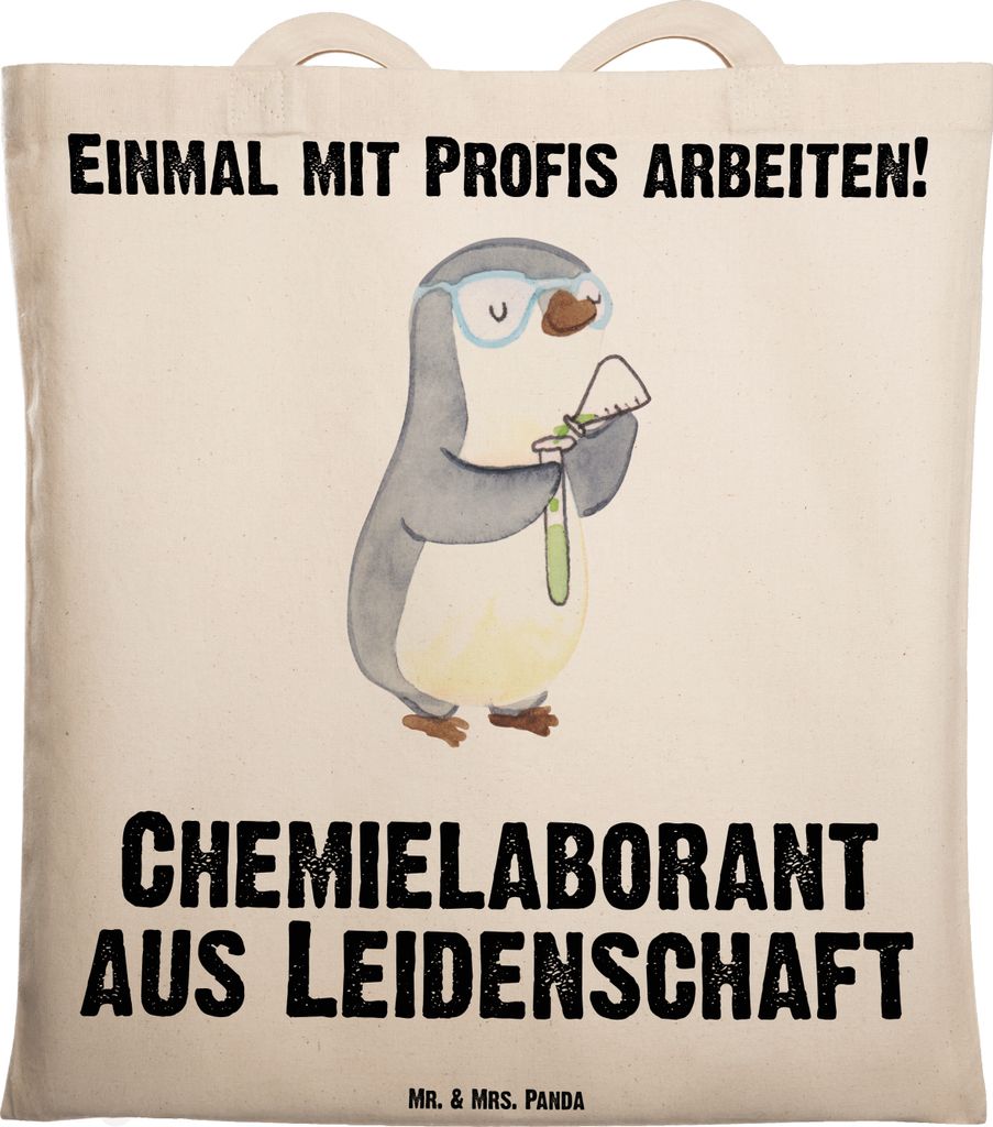 Mr. & Mrs. Panda Jutebeutel Chemielaborant Leidenschaft - Transparent - Geschenk, Studium, Spruch, Labor, Laptoptasche, Uni Tasche, Beruf, Naturwis...