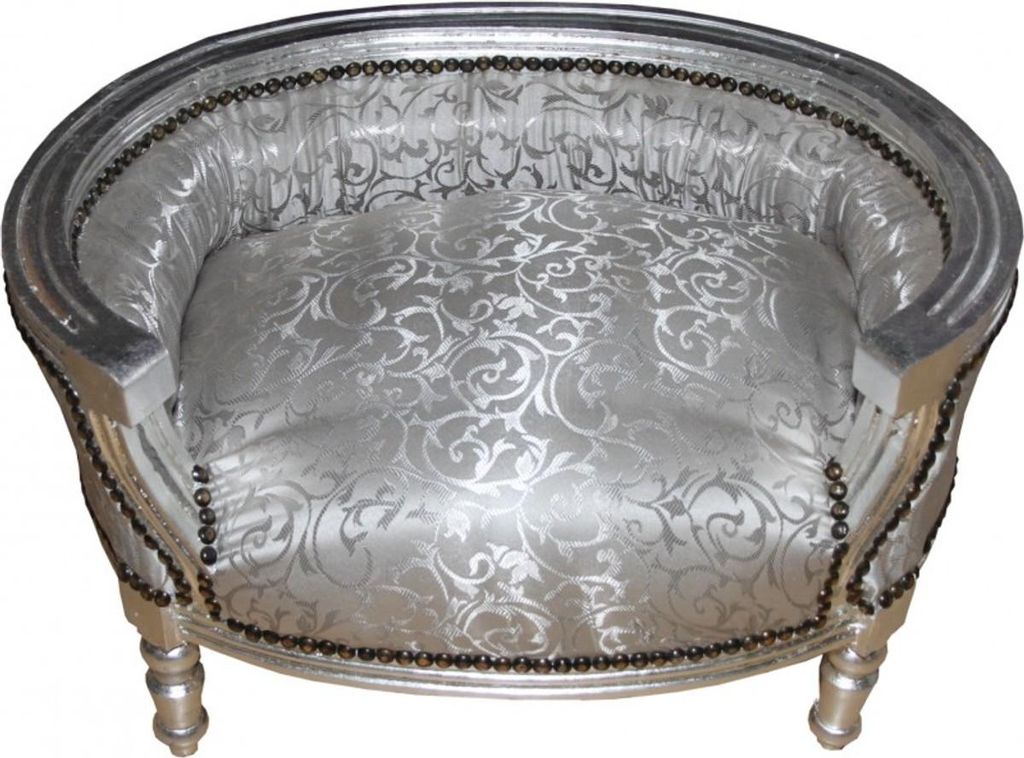 Casa Padrino Barock Hunde & Katzen Sofa in Silber - Produktbild 