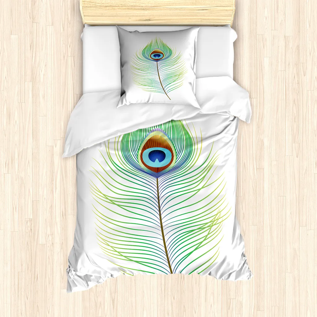 ABAKUHAUS Set Copripiumino Singolo Retro Plume 135x200 Anallergico