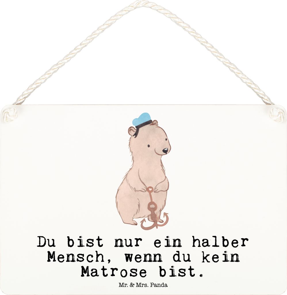 Mr. & Mrs. Panda wandtafel Matrose Herz DIN A6 - Weiß - Geschenk, holzbild, Lustig, Wandbild Holz, Seeleute, Türschild, Spruch, Schild, Deko, Sch...