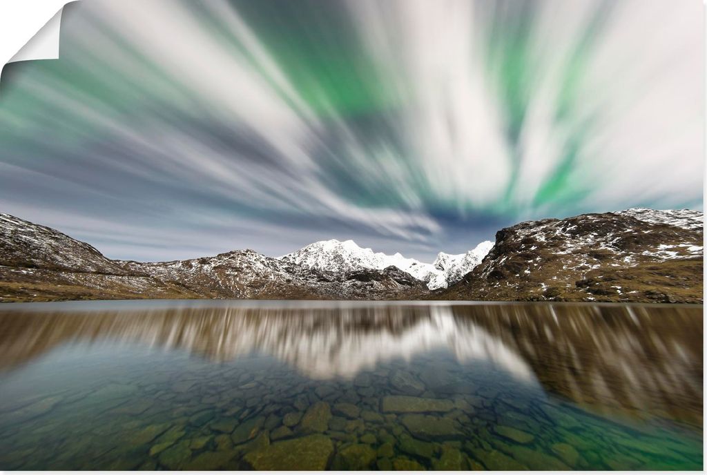 ARTland Poster Polarlicht über einer Bergkette I Größe: 60x40 cm