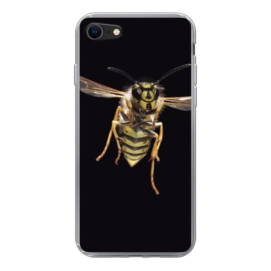 MuchoWow Handyhülle Schutzhülle Hülle für iPhone 8 Wespe - Insekten - Porträt Silikon Softcase Handy Hülle