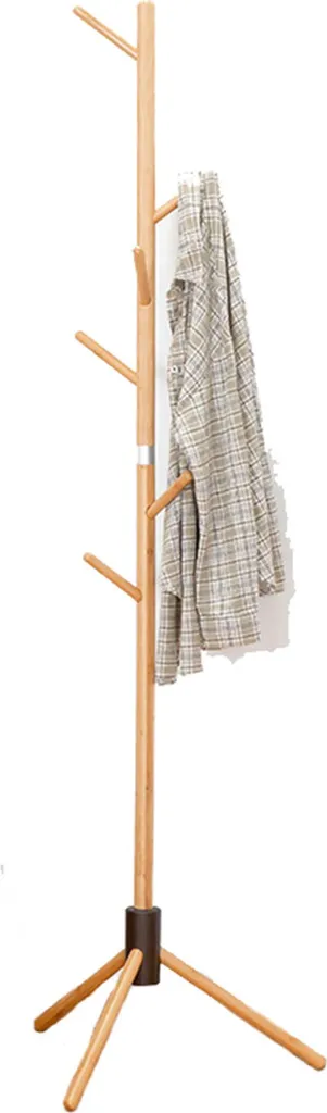 Vestiaire sur Pied en Bambou Naturel - Grand Portant de 173cm pour Manteaux