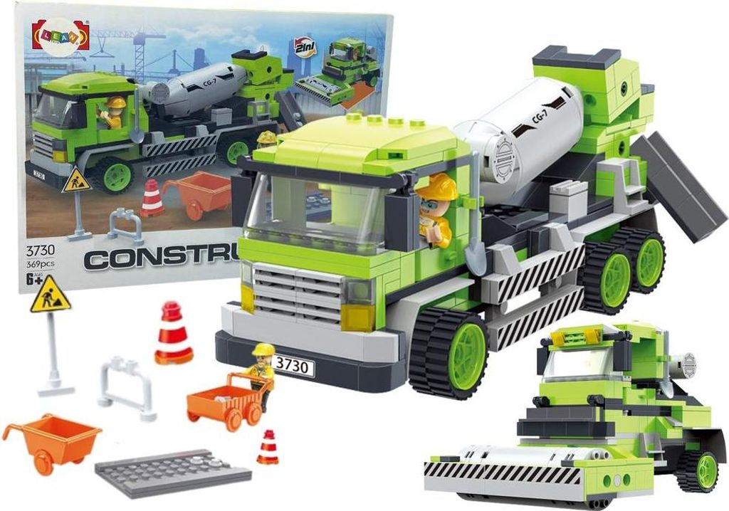 Großes Ziegelstein-Set Betonwalze 369 Teile Bau