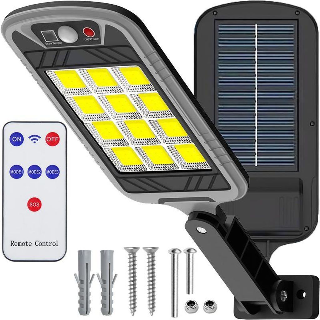 Solar LED Außenleuchte 400W mit Bewegungsmelder & Produktbild 