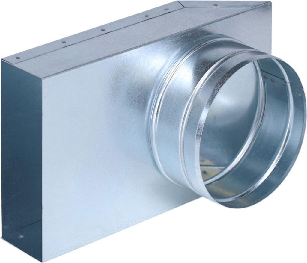 Flachkanal Übergang 90°, 150 x 50 mm auf Ø 125 mm