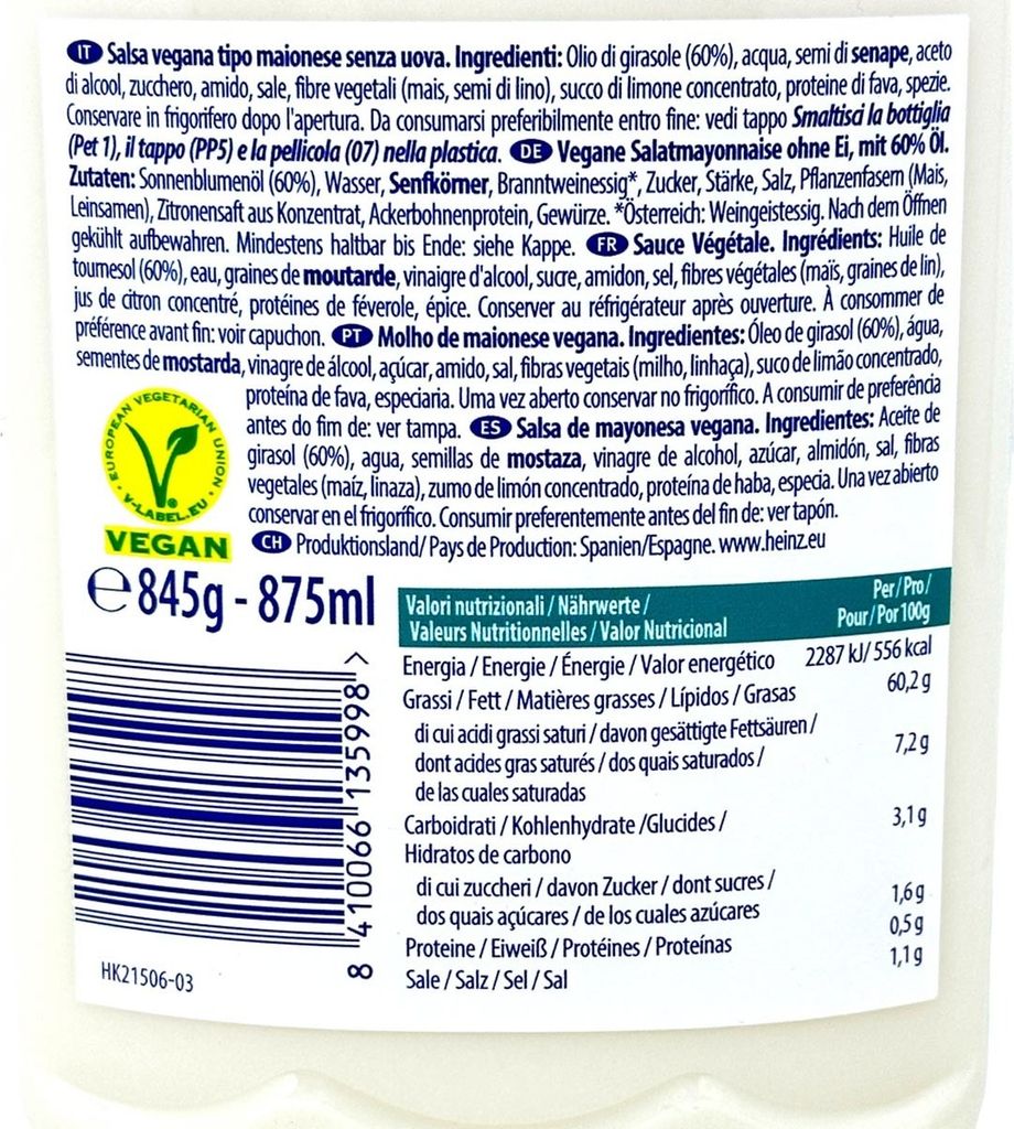 Heinz Mayonnaise Vegan vegane Salatmayonnaise Squeeze Produktbild 7