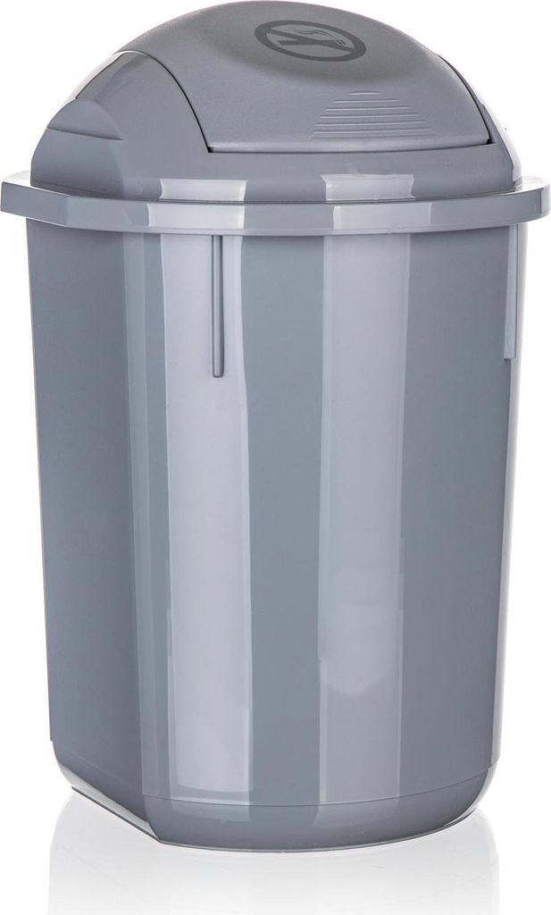 Kunststoff-Abfalleimer mit Schwingdeckel, Grau, 8L