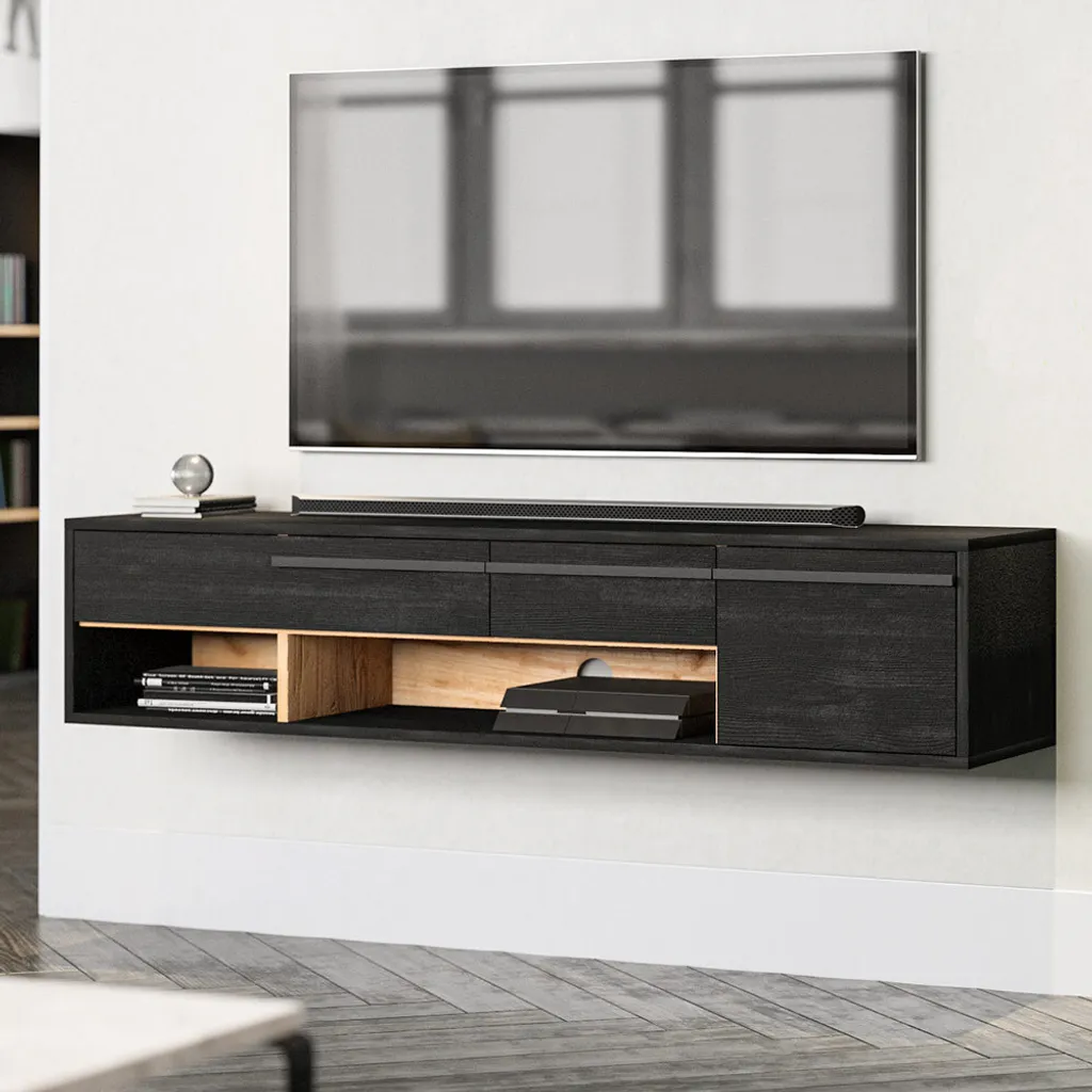 Armoire TV Elena Noir de Casa Olive : Grand Buffet Multimédia Salon