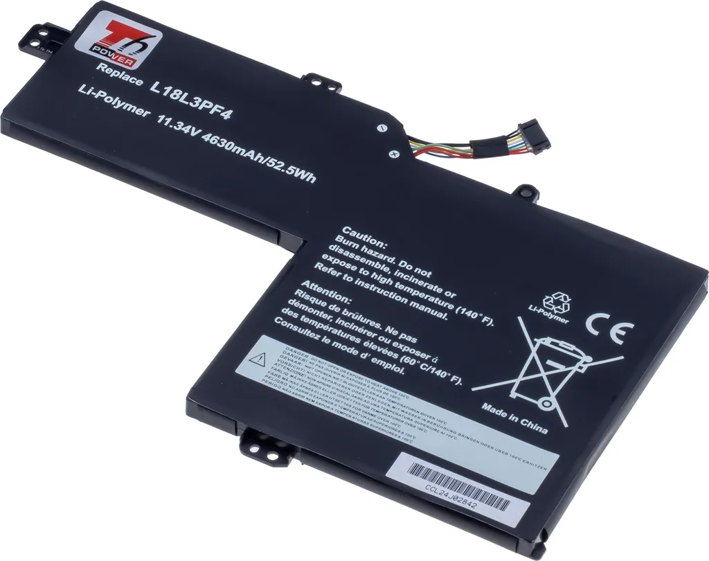 Batteria T6 Power per Lenovo IdeaPad S540-15IML 81NG, Li-Poly, 11,34 V, 4630 mAh (52,5 Wh), nero