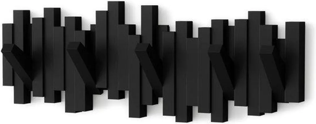 Patère murale à 5 crochets noire style moderne pour entrée et chambre