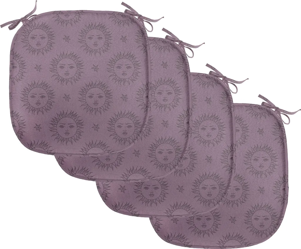 ABAKUHAUS Sonne Lot de 4 Galettes de Chaise Cosmos Esotérique 40x40cm