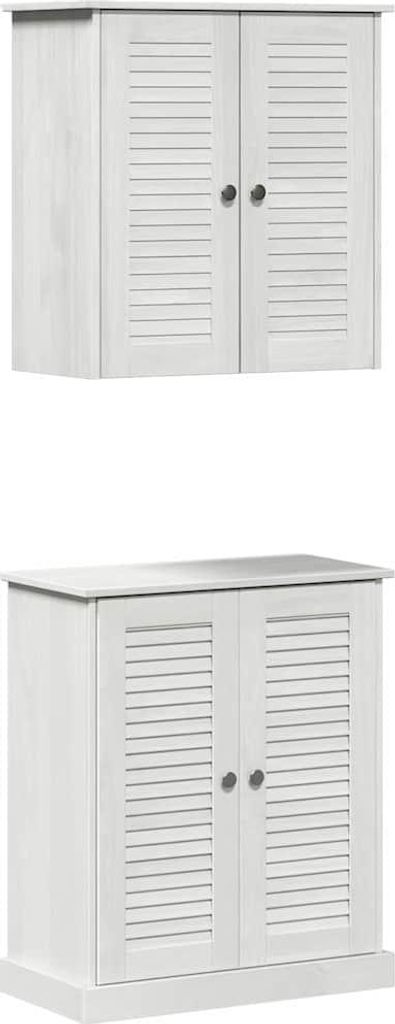 Badezimmermöbel-Set 2 pcs Weiß und Antikweiß 67,5 x 34 x 80 cm
