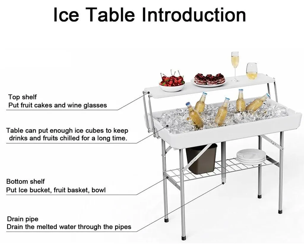 Table d'appoint avec bac à glace pour buffet extérieur et camping - 5