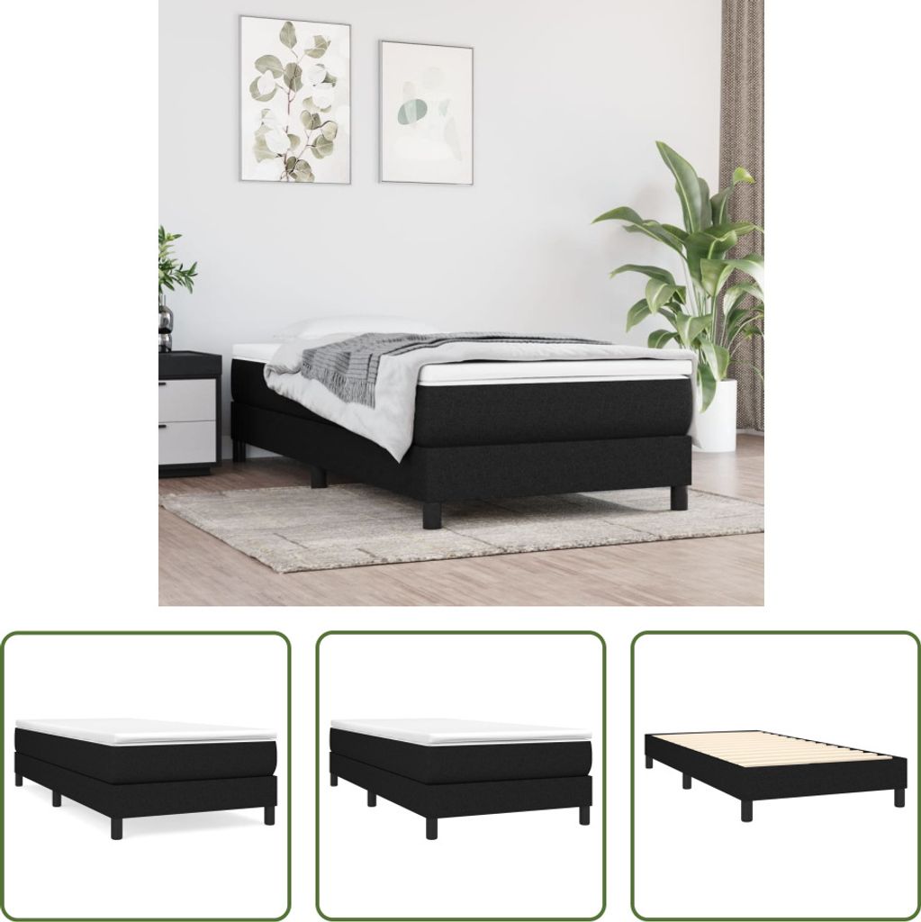 The Living Store struttura letto nera 90x200 cm in tessuto Immagine del prodotto 