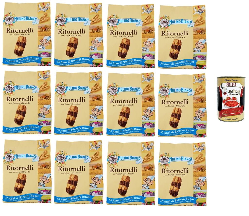 Mulino Bianco Ritornelli 12x700g | Italienische Kekse mit Kakao & Mandeln – ohne Palmöl, knusprig & aromatisch – Frühstück, Snack, Dessert ...