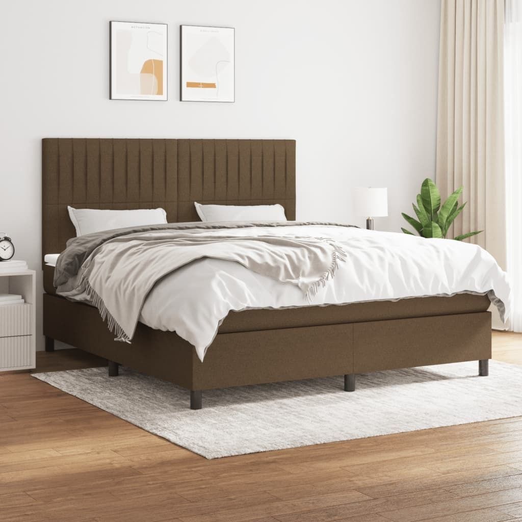 Maison Exclusive - Boxspringbett mit Matratze Dunkelbraun 160x200 cm Stoff