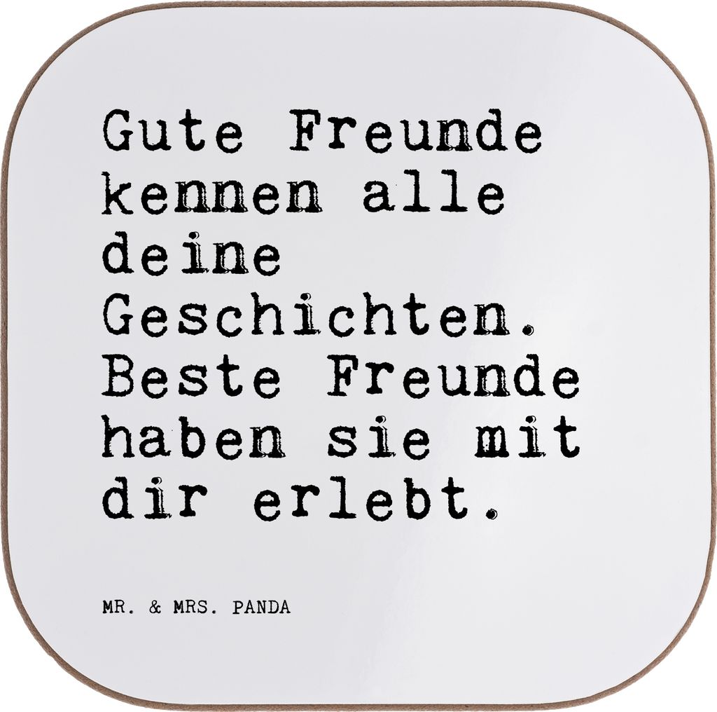 Mr. & Mrs. Panda Untersetzer Glas Gute Freunde kennen alle... - Weiß - Geschenk, Tassenuntersetzer, Freundin, Freund, beste, Coaster, Sprüche, Ta...