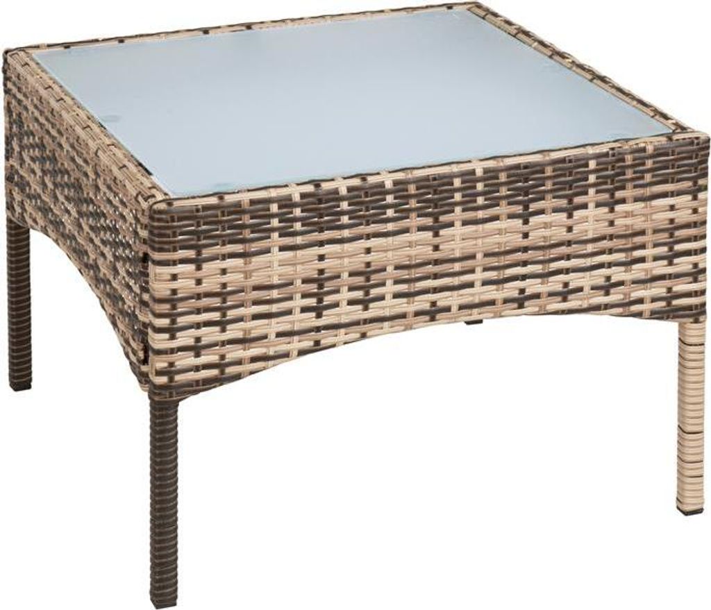 Polyrattan Beistelltisch Loungetisch Rattan Gartentisch Balkontisch Beige-Braun