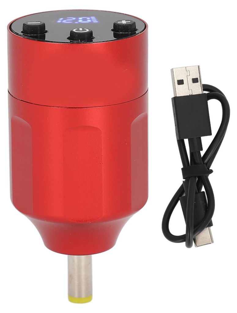 Drahtloses Tattoo-Netzteil, DC-Schnittstelle, 1300 mAh Kapazität, LED-Bildschirm, Maschinenbatterie, Rot
