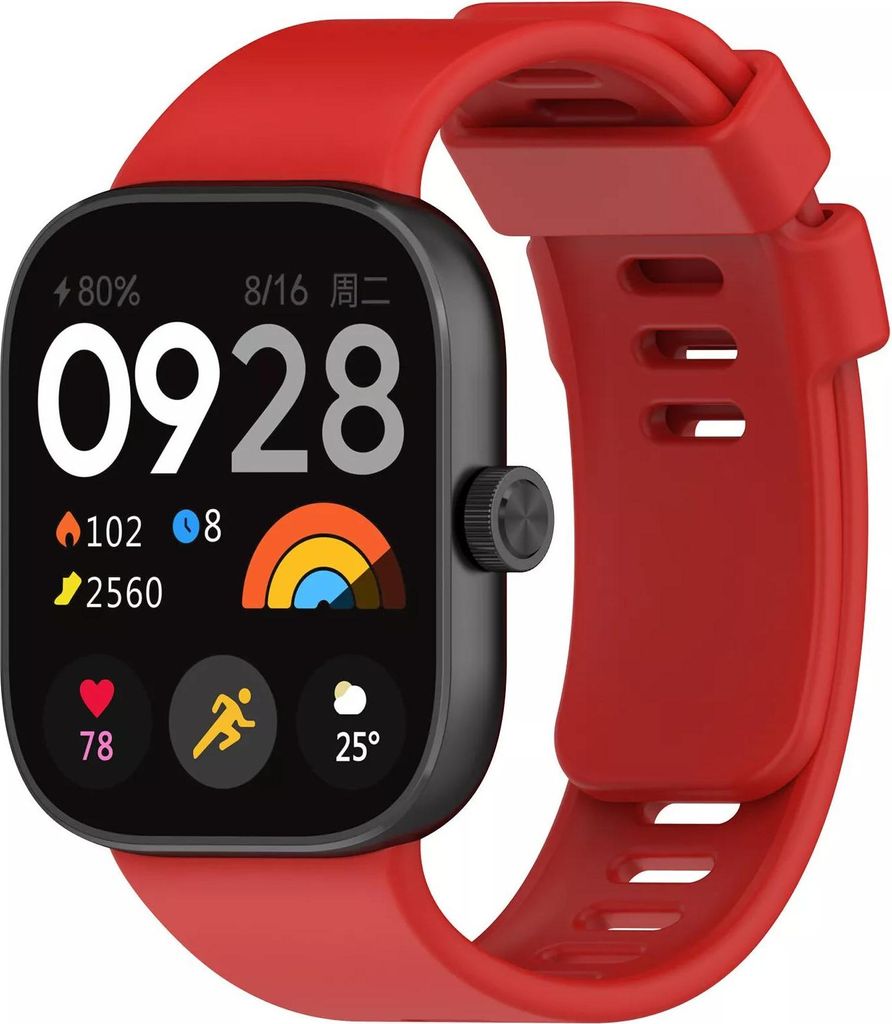 Strap-it Silikonband mit Schnappverschluss - passend für Redmi Watch 4 / Xiaomi Smart Band 8 Pro / Smart Band 9 Pro (rot)